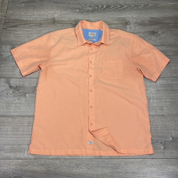 Quiksilver Waterman Collection Shirt Mens XL Peach Button Up Short Sleeve - Picture 1 of 7